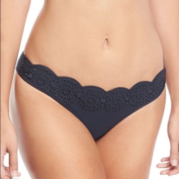 New STELLA MCCARTNEY Scalloped Broderie Anglaise Navy Eyelet Bikini Bottom Large - Picture 1 of 9